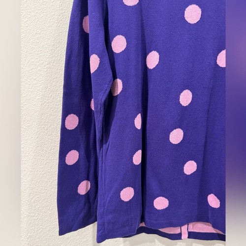 NWOT Quacker Factory Knit Purple Pink Polka Dot Button Front Cardigan Sweater S - Picture 11 of 15