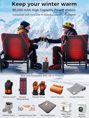 Power Bank 80000mAh, große Powerbank, Externer Handyakku PD 30W& QC 3.0 Schne... - Bild 7 von 9
