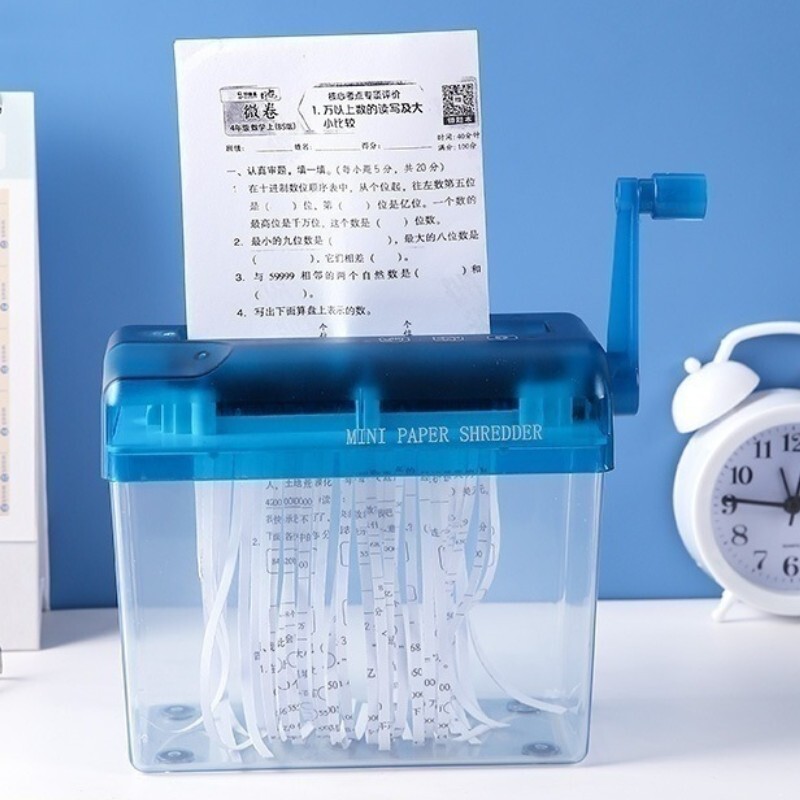 Mini Blue Shredder Crusher Destroyer Paper Documents Cutting Machine-image