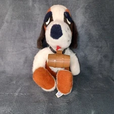 Vintage George St. Bernard Dog Plush Animal with Barrel Animal Fair Inc