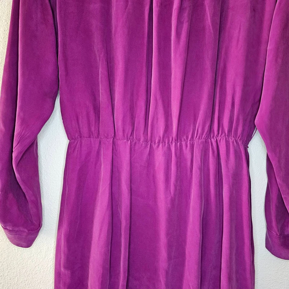MAGGY LONDON BRIGHT DEEP PURPLE SILK PEITTE SIZE 8 BUTTON DOWN DRESS - Image 4 of 4