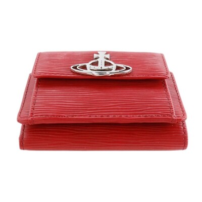 Vivienne Westwood Mini Wallet Tri-Fold Coin Case Red Leather