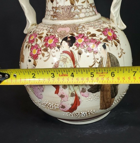 Wunderschöne antike japanische Satsuma Vase 19. Jahrhundert asiatisches Goldporzellan 15 Zoll - Bild 7 von 12