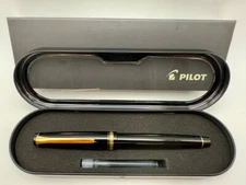 PILOT FALCON FOUNTAIN PEN BLACK GOLD TRIM SOFT FINE 14K NIB  IN BOX G3D