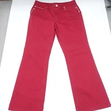 Gitano Jeans Women's 16 Red Denim Cotton Stretch Relaxed Fit Straight Leg
