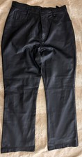 Newport News Vintage Genuine Leather Pants Size 14 Black Easy Style High Rise