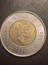 1996 Canada $2 Dollars Off Center Error