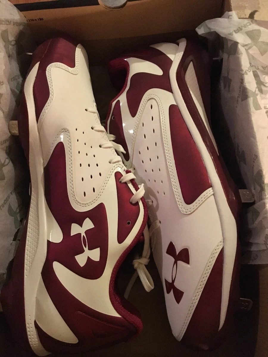 Under Armour Yard Low St Size 16 Maroon White Baseball Cleats eBay