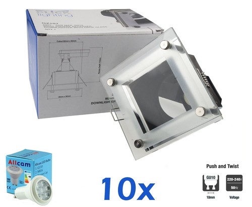 10 PK: Click GU10 Recessed Downlight Spotlight Fitting Downlighter -Chrome GZ107 - Picture 2 of 3