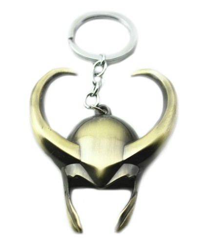 Porte-clés pendentif charme casque Loki bronze film/bande dessinée - Photo 1 sur 1