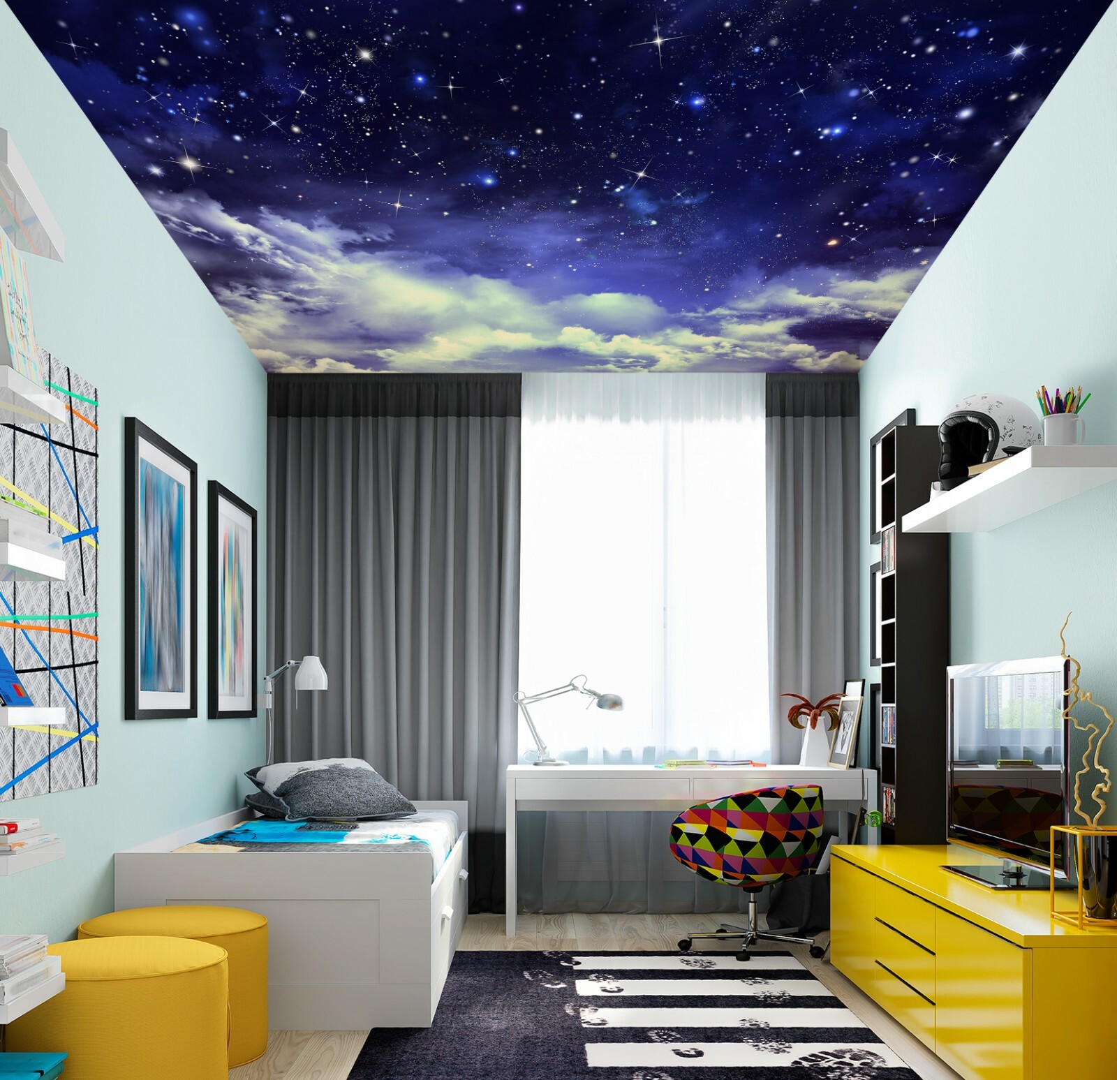 3D White Cloud Wallpaper Mural Decal Wall Decor by AJ Wallpaper Zoe