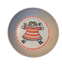 Vintage Rosti Denmark Bowl Dinnerware Child Girl Jump Rope Striped Mepal 2082