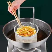 Hot- pot Mesh Net Basket Stainless Steel Mesh Basket Hanging Noodle Strainer