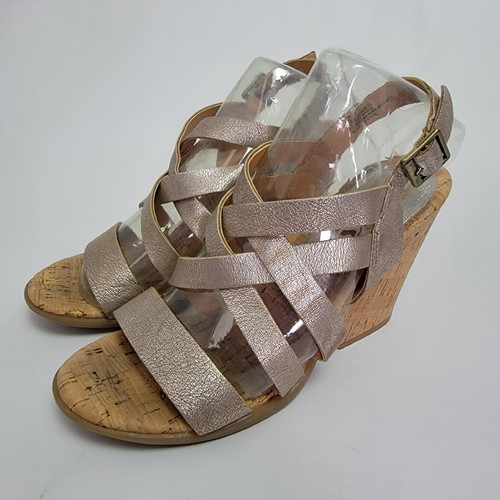 Korks by Kork-Ease Womens Soft Leather Strappy Wedges Silver Sandals Shoe Sz 9M - Picture 2 of 9