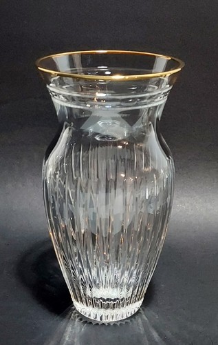 Waterford By Marquis Crystal Hanover Vase With Gold Trim Rim