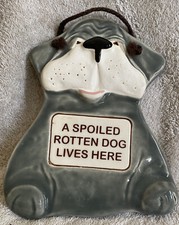 SMOKY MOUNTAIN SPOILED DOG CERAMIC WALL PLAQUE HANGING 1994