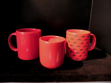 3 Red Mugs various Sizes - New