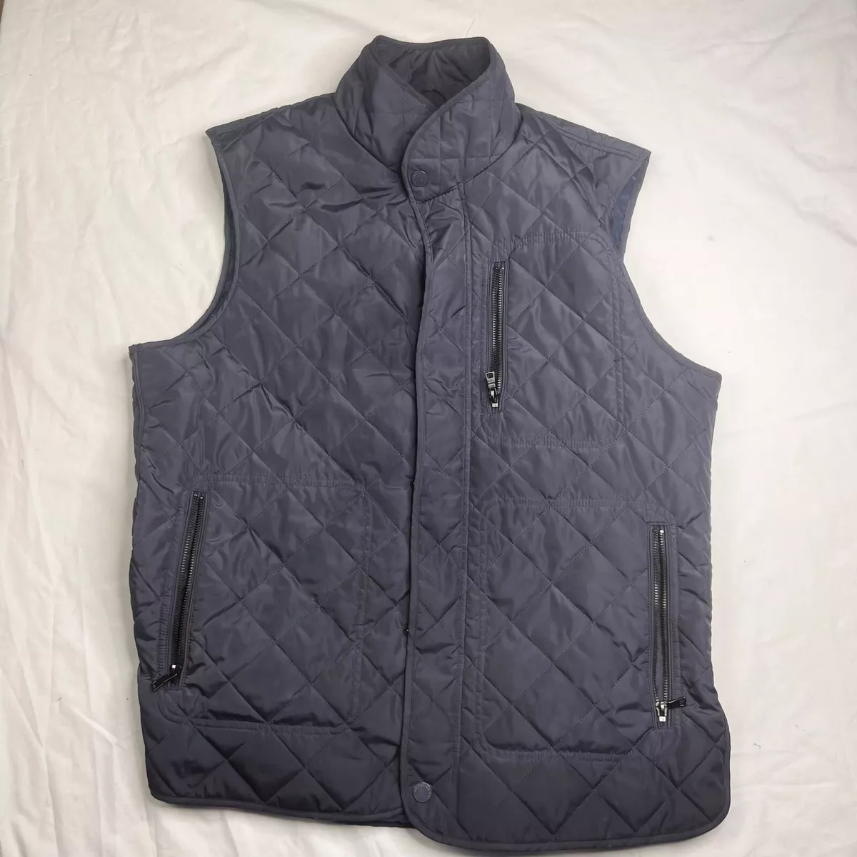 Men s Tailorbyrd Collection Quilted Blue Full Zip Vest Size Small L A040723