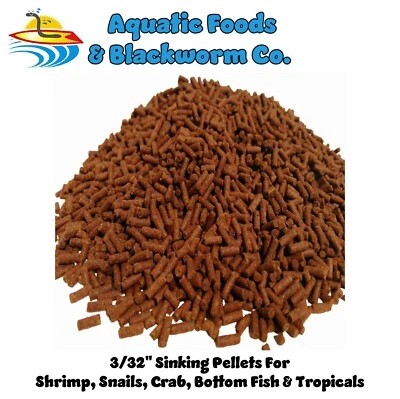 AQUATIC FOODS INC. 3/32" Sinking Pellets for Shrimp, Axolotls, Snails, Newts, Bottom Fish. Zeigler