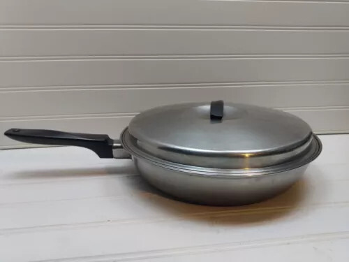 EKCO 10" EkcoWare Edelstahl Kupfer plattiert Pfanne Kochpfanne Bratkasserolle Topf & Deckel - Bild 2 von 8