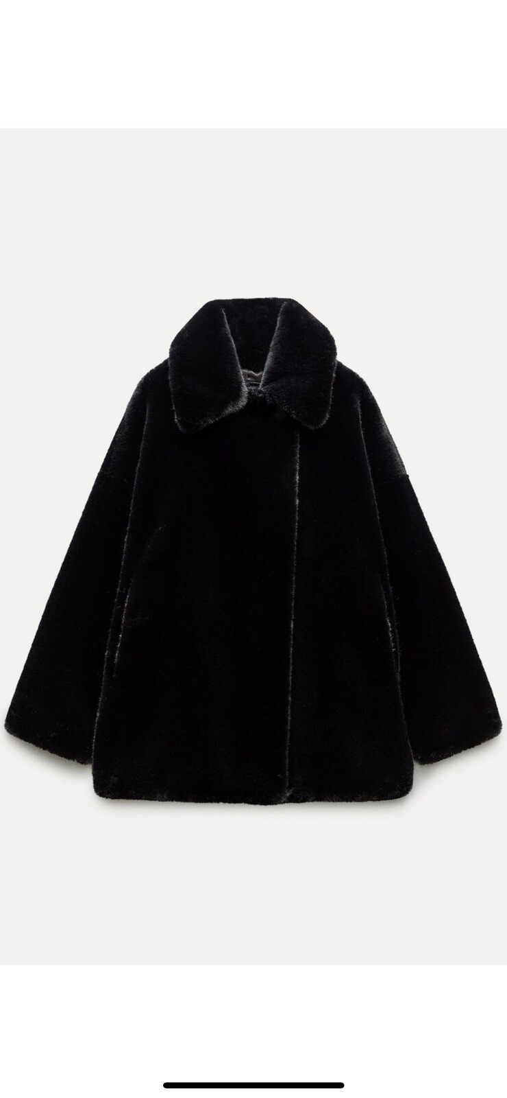 100percent Authentic ZARA Black Faux Fur Coat Size: M-L image 5