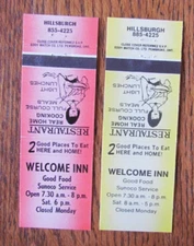 WELCOME INN SUNOCO GAS STATION MATCHBOOK COVERS: HILLSBURGH, ON MATCHCOVERS -B23