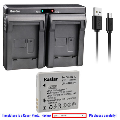 Kastar Battery Dual Charger for Canon NB-4L NB-4LH Canon Digital IXUS 30 IXUS 40