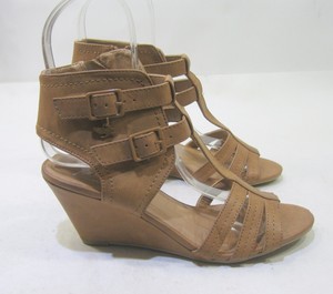 Women Size 8 5 New Tan 3 Wedge Heel Open Toe Ankle Strap Sexy Cool