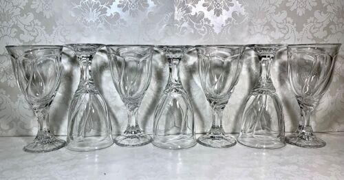 Set Of 7 Vtg Noritake Sweet Swirl Clear Crystal Wine Glasses 6.75" Tall 10 oz - Picture 6 of 10