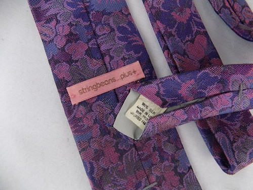 Lot of 2 Stringbeans Talbots Kids Silk Necktie Tie Red Blue Stars Purple Floral - Picture 3 of 4