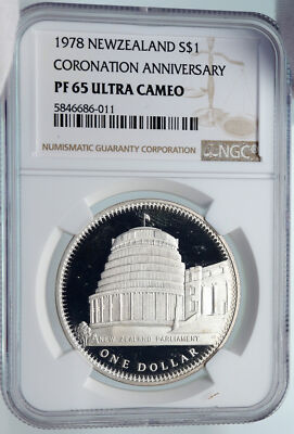 1978 NEW ZEALAND Queen CORONATION ANNIVER Elizabeth II Silver $1