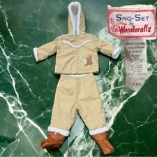 VTG Tan 2 Piece Snow-Set by Wonderalls Jacket & Pants removable booties 18mnth