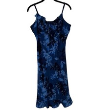 Lisa Jo Women’s Vintage Babydoll Dress Size Large Blue Ruffle Floral Y2K