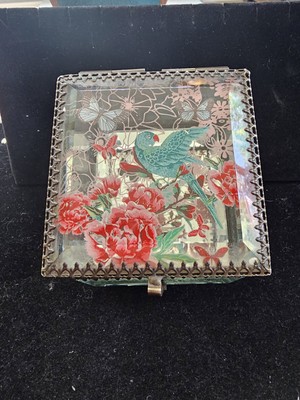 Nicole Miller Home Floral bevel glass mirror trinket box