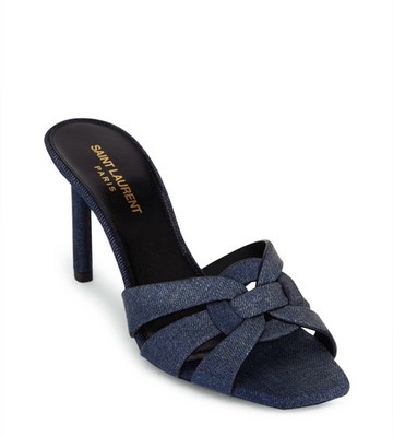 Saint Laurent Tribute Denim Mule Heels – Deep Navy Jeans  display picture 1
