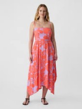 New Gap Size XXL Floral Lightweight Handkerchief Hem Midi Dress Pockets NWT