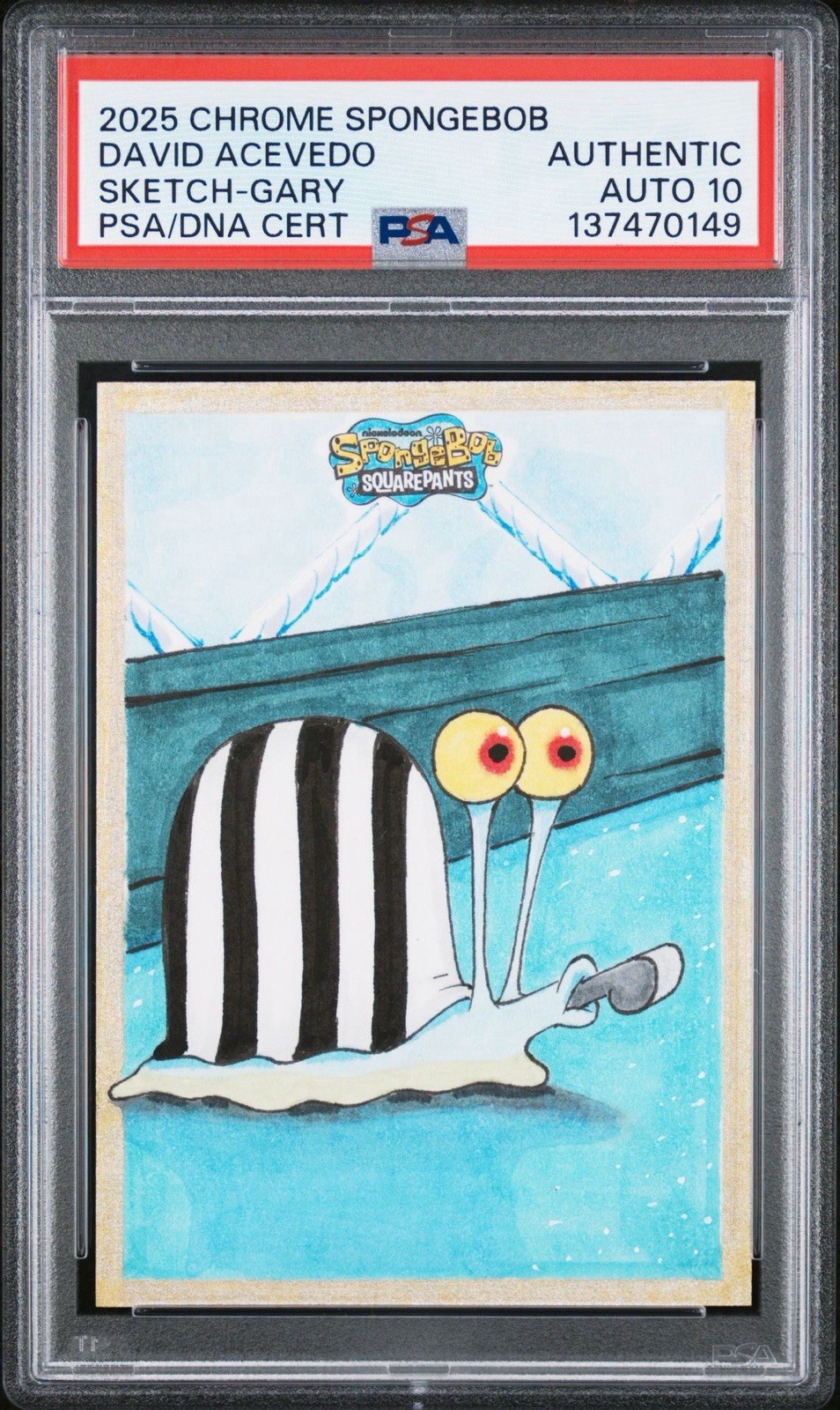 2025 CHROME SPONGEBOB DAVID ACEVEDO 1/1 SKETCH-GARY POP 1 PSA AUTHENTIC view 4