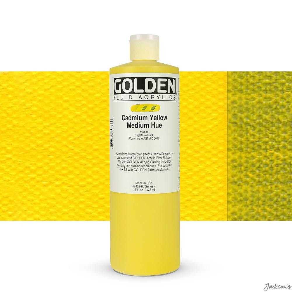 Golden Fluid Acrylic Paint 473ml Cadmium Yellow Medium Hue For Art Painting