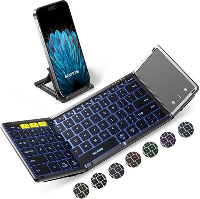 Foldable Bluetooth Keyboard with Touchpad, Full-Size Wireless Folding Keyboard *