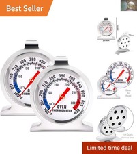 High-Accuracy Oven Thermometer with Dual-Scale - Stainless Steel Pack of 2