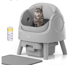 Self Cleaning Cat Litter Box, Open-Top Automatic Litter Box for Grey