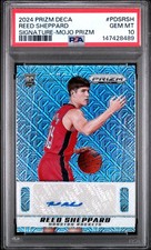 2024 PANINI PRIZM DECA SIGNATURES MOJO PRIZM #PDSRSH REED SHEPPARD 11/25 PSA 10