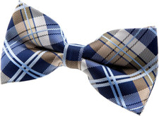 Elegant Classic Plaid Check Woven Microfiber Pre-Tied Bow Tie 5" 