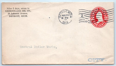 #ad Greenslade Oil Co Postal Cover Detriot MI Michigan $13.99