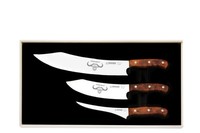 Giesser Messer Premiumcut 3Er Set Bbq Messer 30Cm 20Cm 17Cm Thujaholz Braun