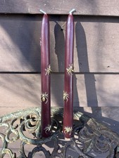 Anthropologie Spider Taper Candles Set of 2 Burgundy Halloween Decorative