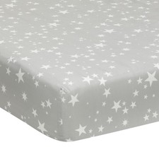 Lambs Ivy Milky Way Gray/White Stars 100 Cotton Baby Fitted Crib Sheet