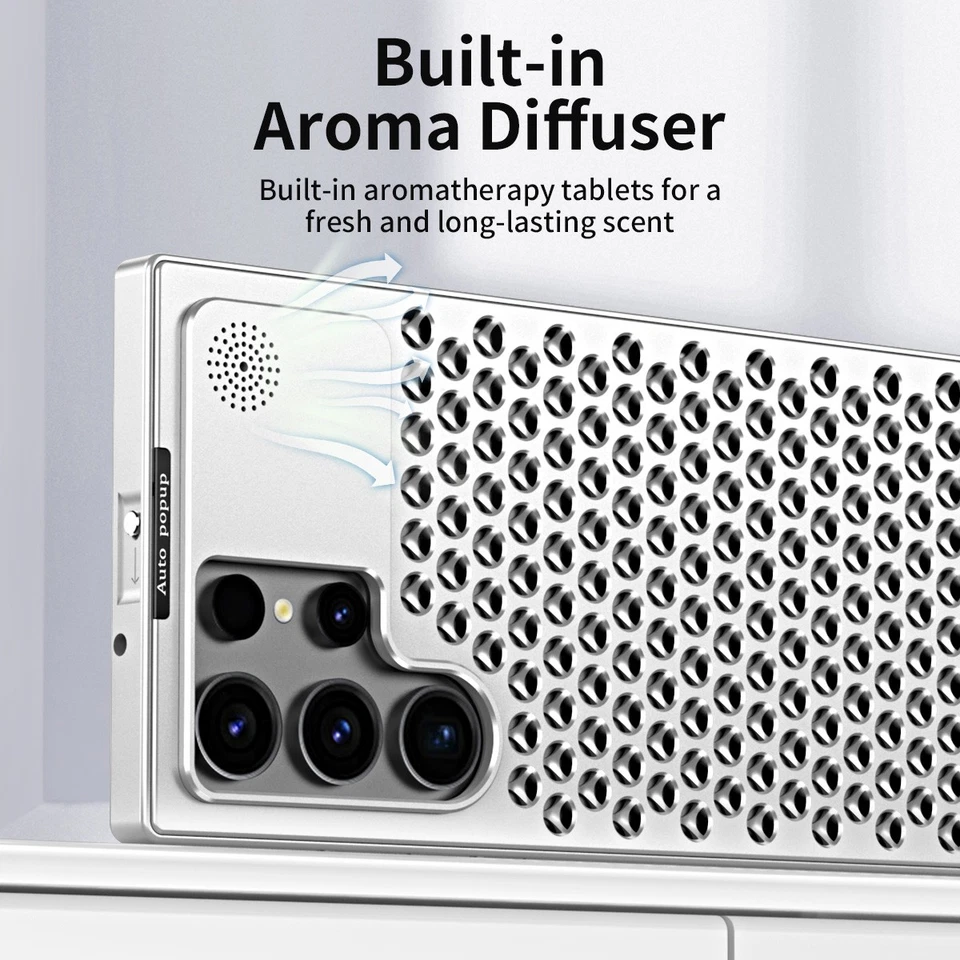 Capa de alumínio aromaterapia dissipação de calor para Samsung Galaxy S22 S23 S24 Ultra - Imagem 4 de 4