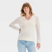 Openwork V-Neck Maternity Pullover Sweater - Isabel Maternity by Ingrid & Isabel
