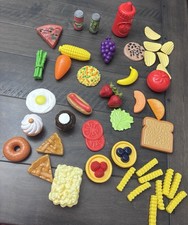 Lot of 45 Pieces Pretend Play Food Fruits Vegetables Plastic Pizza Chips Fries